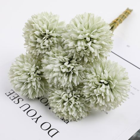 Lot de 6 fleurs artificielles bulbeuses cyan à une seule branche, décoration intérieure-AquaForge (1/4)