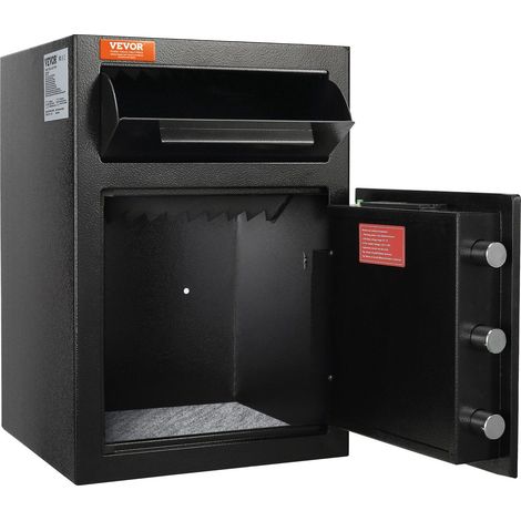 Coffre-fort avec fente de dépôt et serrure électronique, 2 clés d'urgence, dimensions 51,4 x 35,5 x 35,5 cm, idéal pour maison ou bureau. (1/5)