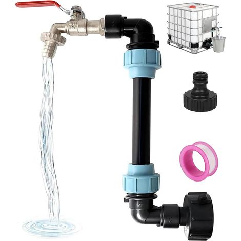 Robinet Col de Cygne 3/4 Étanche S60x6 pour Cuve IBC 1000L - Adaptateur pour Récupération d'Eau de Pluie (1/5)