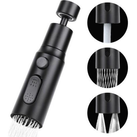 Douchette Evier Cuisine Robinet 360 Degres, 3 Modes Embout Robinet Cuisine avec Aerateur, Mitigeur Evier Cuisine Tete de Robinet Rotative, Adaptateur Robinet Universal Orientable(Noir) (1/5)