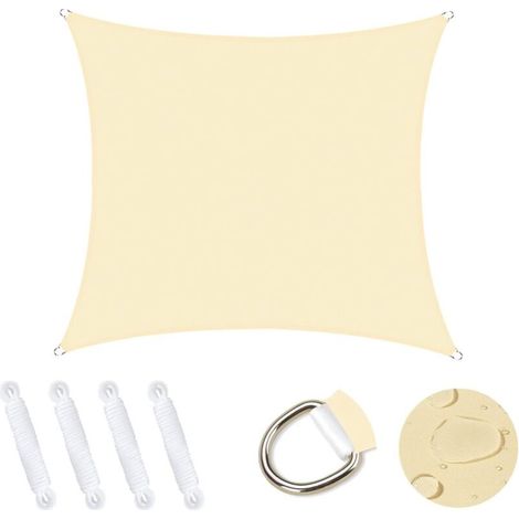 5x5m Square Shade Sail, Garden Shelter, 95% UV Protection, Waterproof Heavy Duty Fabric for Patio, Garden, Backyard, Camping, Pool - Cream (1/5)