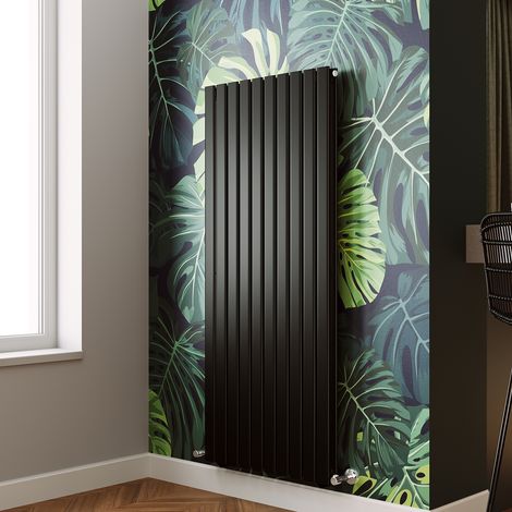 ELEGANT Modern Flat Panel Central Heating Radiator Black Vertical Double Panel Rads 1600 x 680mm