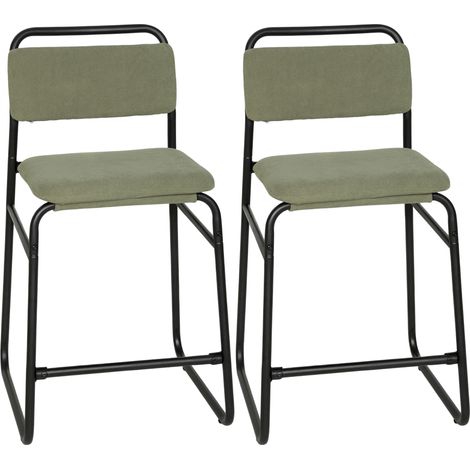 Lot de 2 tabourets de bar - HOMCOM - assise rembourrée 67H cm, dossier et repose-pieds - velours - 50 x 51 x 93 cm - vert (1/5)