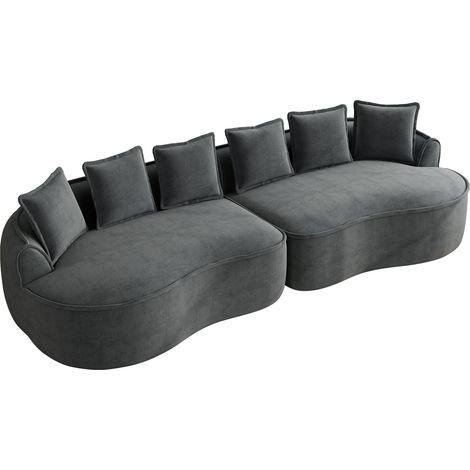 Canapé modulable 4 places, tissu chenille confortable, canapé sans armature, très grandes dimensions, assises profondes, avec coussins, sans montage, adapté au salon, gris (1/5)