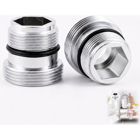 Lot de 2 Adaptateur Robinet Mitigeur M18.5 M22, Connecteur Aérateur Robinet, Aérateur, Mousseur, En Métal, Facile à Installer pour Accessoires de Cuisine (1/5)