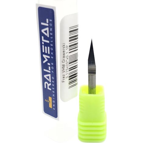 Fresa de grabado VHM tipo V 1/8" 3,175 x 20° x 38 x 0,1 mm 1 - cuchilla (1/5)
