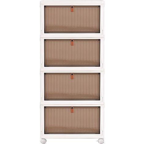 Boîte de Rangement Anti-poussière à 4 Niveaux en Plastique pour Table de Chevet sur roulettes Blanc Armoire de Rangement pour vêtements, pour Salon, Chambre, Couloir, Bureau (1/5)