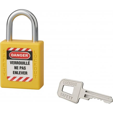 Lucchetto 40 mm con arco in acciaio  6 X 25 mm GIALLO, Lockout Tagout LOTO - THIRARD