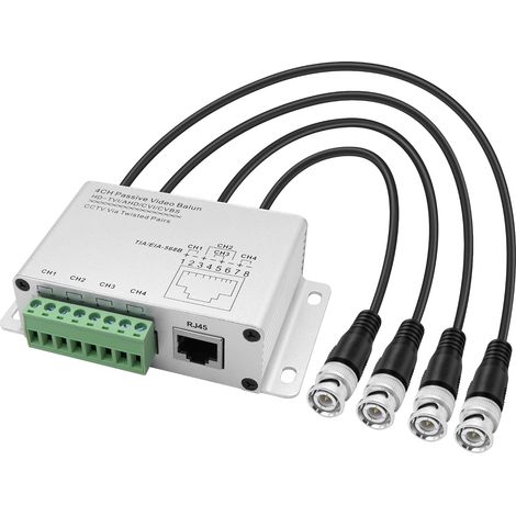 Émetteur-récepteur vidéo passif HD 4-CH BNC vers Ethernet RJ45 CAT5 UTP avec câble BNC 720P 1080P Transmission de signal équilibrée pour caméra de vidéosurveillance HD-CVI/TVI/AHD (1/5)