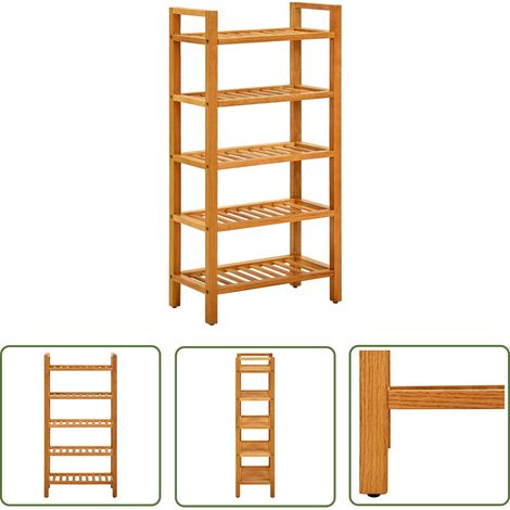 The Living Store Schuhregal mit 5 Etagen 50x27x100 cm Massivholz Eiche - Schuhregal - Eichenholzhut Regal - Garderobe - Schrank - Stauraum (1/5)