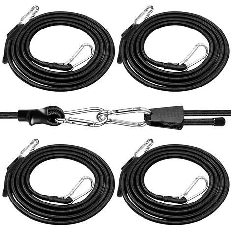 8mm x 4m Round Elastic Rubber Rope Bungee Cord with Carabiner for Luggage, Camping, Kayaking, Shoelaces for Crafts, Tents, Cars, DIY Projects (1/5)