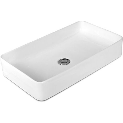 24 x 14 Inch Rectangle Bathroom Vessel Sink with Pop-up Drain (1/5)