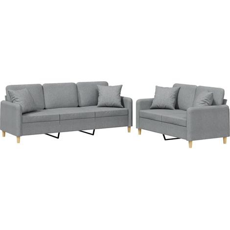 Maison Exclusive - Set Divani 2 pz con Cuscini Grigio Chiaro in Tessuto (1/5)