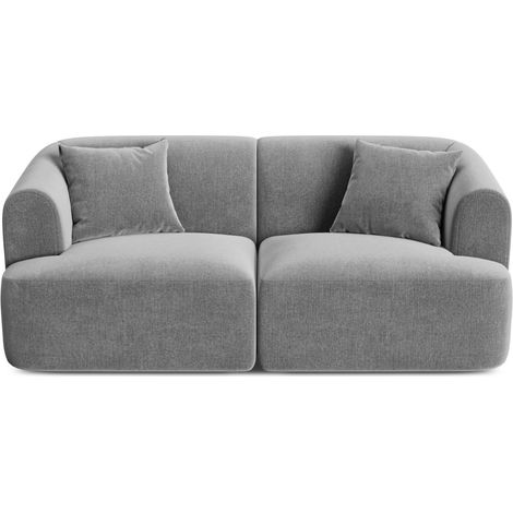 Canapé modulable 2 places en velours gris (1/5)