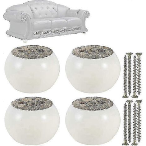 Quatre pieds de meubles coniques de rechange en eucalyptus, 50 mm de hauteur, pieds de meubles en bois noir, compatibles avec canapés, lits, fauteuils, armoires, 2025 blanc. (1/5)