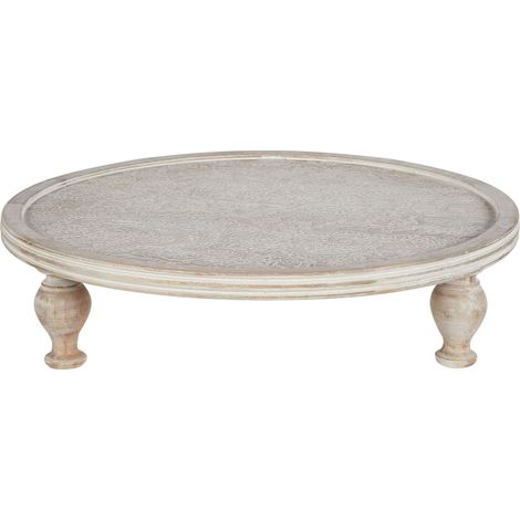 Support Présentoir pour Gâteaux Assiette Pâtisseries et Fromage Sculpté en Bois de Manguier Clair Luksor (1/5)