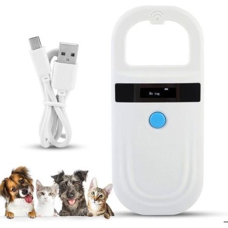 (White) Pet ID Reader, Rechargeable Pet Microchip ID Reader Portable RFID EMID Reader for (1/5)