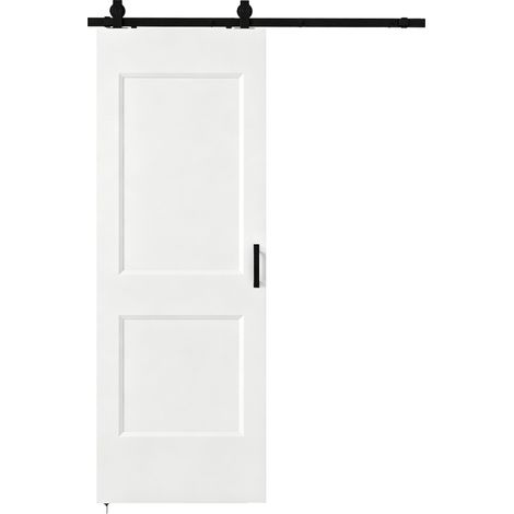 HOMCOM Porta Scorrevole Interna in Legno di Pino con Kit Ferramenta, Bianco