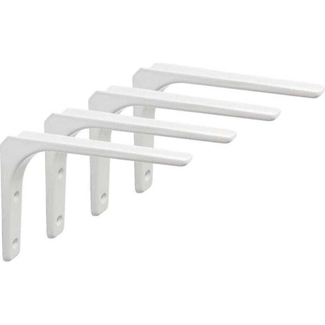 Support Etagère Murale Fixation Flottante Support, Tablette Flottante Support Flottant en Bois Dissimulé à Fixation, Equerre Charge Lourde Blanc Brillant en Métal, 4Pcs, EJR200W-4P (1/4)