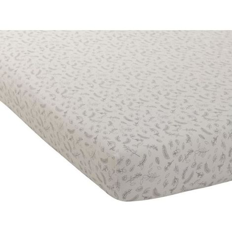 Drap housse bébé en jersey motif feuilles Beige 60x120x15 cm