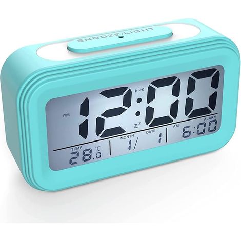 MINKUROW Sveglia Con Display Digitale A Led Con Snooze Night Light Sveglia Da Comodino A Batteria Per Viaggi Ufficio Casa (Colore: Blu) (1/5)