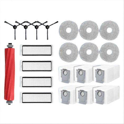 Pièces détachées pour aspirateur robot Roborock Qrevo : brosse principale, filtre HEPA, lingette de nettoyage, sac à poussière, accessoires