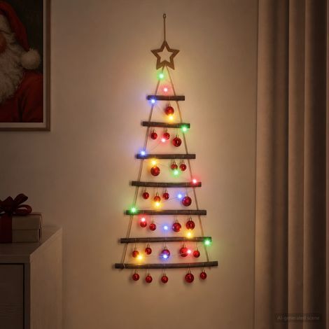 vidaXL Árbol de Navidad colgante con bolas 90 cm 30 LED Multicolor (1/5)