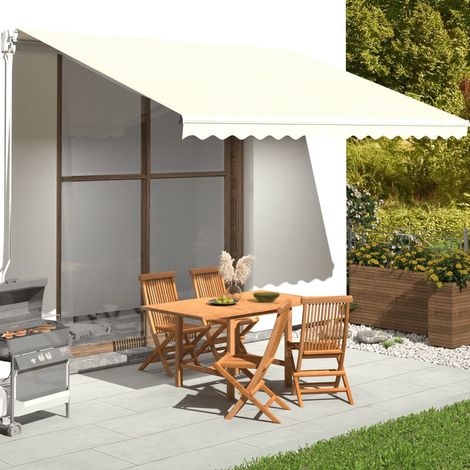 Tissu de remplacement pour auvent - pour Jardin Terrasse Extérieur Patio Crème 4,5x3,5 m BV445034 - BonneVie (1/5)