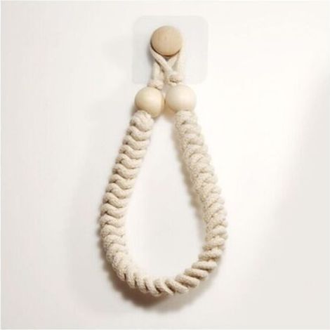 Stück Handtuchhalter (Beige) Seil-Toilettenpapierhalter Toilettenpapierrollenhalter Retro Juteseil Holzhandtuchständer für Bad Küche