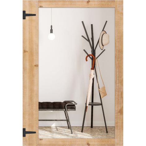 Specchio da parete 97 x 67 cm atmosfera accogliente installazione verticale o orizzontale stile rustico legno di abete naturale 200012862