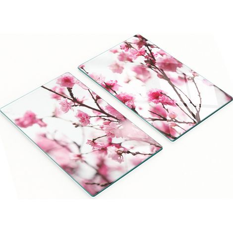 Tablas decorativas de cristal para cortar y servir, dise帽o de flor de ciruelo, 2x30x52 cm.