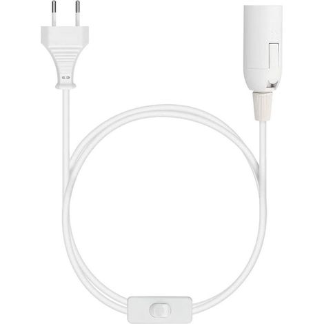 Douille E27 avec fil - Support de lampe pour ampoule avec cordon alimentation prise électrique et interrupteur - Câble 1.8m (1/4)