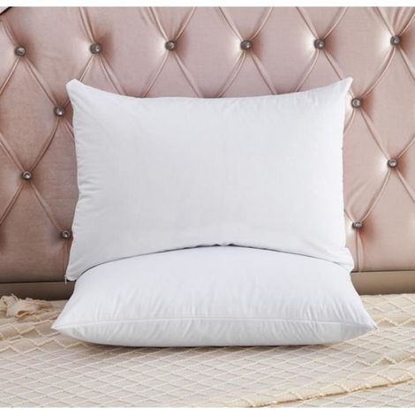 Taie d'oreiller - Lot de 2 - Rectangulaire - 50 x 70 cm - Tissu tricoté - Blanc (1/4)