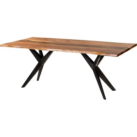 Baumtisch Akazie 160x90x76 natur lackiert / Epoxid schwarz, Sterngestell anthrazit glänzend EPOXY (1/3)