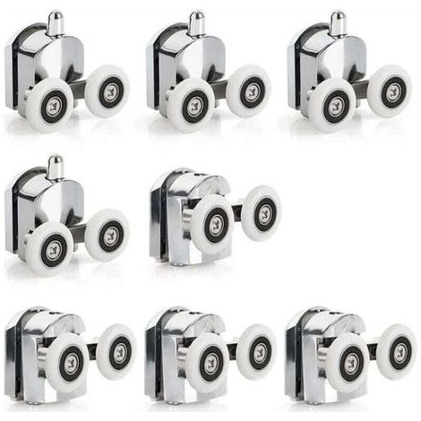 8 Roulettes Porte de Douche Coulissante Roulette Porte Coulissante Douche en Alliage de Zinc 23 mm de Diamètre Roues Jumelées de Rechange pour Salle de Bain (1/4)
