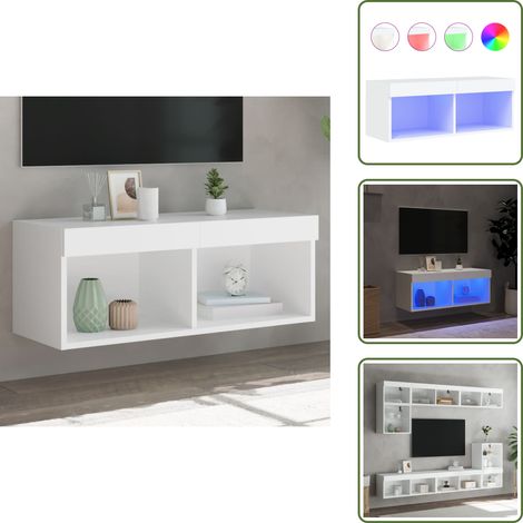 Meuble TV avec lumières LED blanc 80x30x30 cm - Meubles Tv - Meuble Tv - Support Tv - Meuble Hifi - Lumieres Led (1/5)