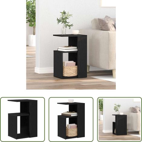 Holzbeistelltisch - Beistelltisch Schwarz Eichen-Optik 36 x 30 x 56 cm (1/5)