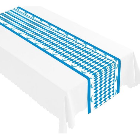 Nappe Oktoberfest Bleu Blanc Carreaux 35x180 cm Lavable Polyester