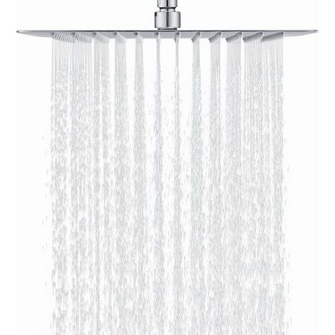 Square shower head (30 cm) made of 304 stainless steel, water-saving rain shower head with 144 limescale-resistant silicone nozzles, 360° rotatable – Chrome (1/5)