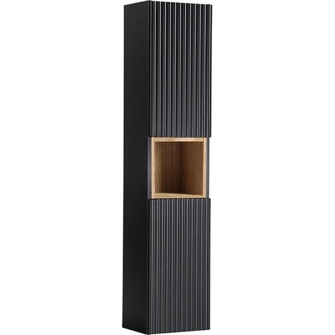 Hängesäule Riva 2 Türen, Schwarz und Holzoptik