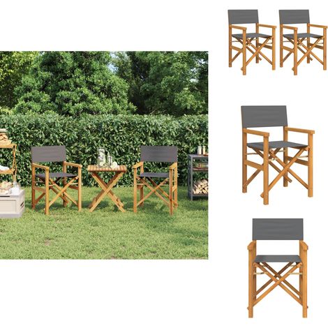 Chaises de metteur en scène pliantes lot de 2 Bois teck massif - Chaise De Metteur En Scène - Chaises De Metteur En Scène - Chaise De Metteur En Scène Pliante - Chaise De Metteur En Scène D'extérieur (1/5)