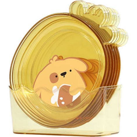 Assiette de service 3 pièces, design élégant et spacieux, robuste, plat à snacks et desserts avec socle, pour fête et maison, jaune transparent (1/5)