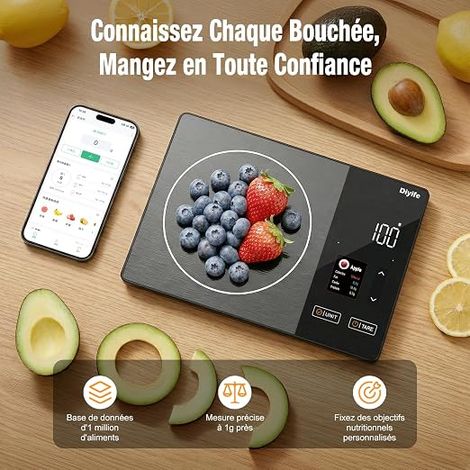 Diyife Balance Alimentaire avec Écran TFT Couleur, APP (1/4)