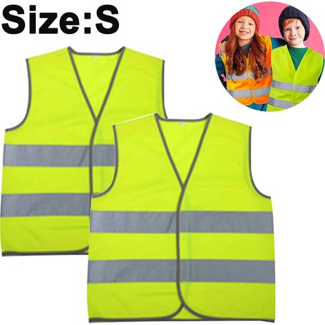 Lot de 2 gilets de sécurité réfléchissants haute visibilité pour enfants, en maille. (1/5)