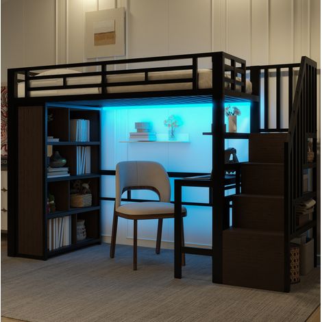 Bett Schlafbett Stauraum 90x200 mit Schreibtisch OKMYHOME (1/5)