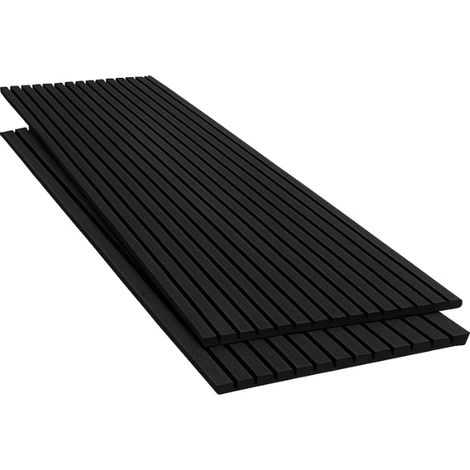 Silumen – Lot de 2 panneaux acoustiques muraux en bois noir 240x60 cm – Finition chêne noir – Support feutre acoustique haute densité (1/5)