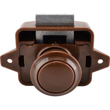 Verrou à poussoir, taille 26 mm, construction en plastique durable, Marron (1/2)