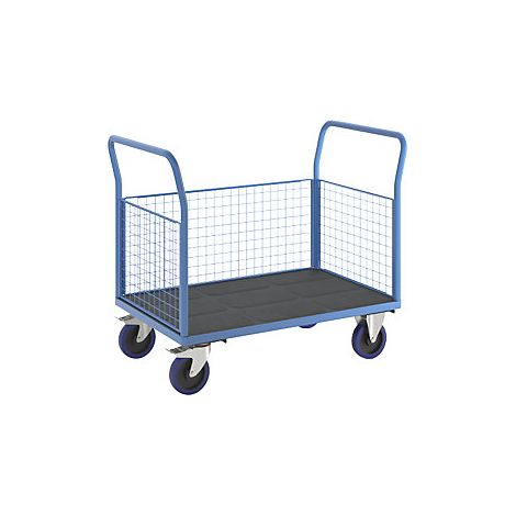 eurokraft pro  Carrello a pianale con sponde grigliate  ruote