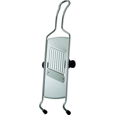 Rosle 95028 Mandolina con Impugnatura a Filo, Grattugia per Verdure Come Cetrioli, Carote, Funghi, con Piedini in Silicone, Acciaio Inox 18/10, 40 cm (1/2)