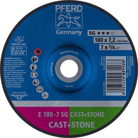 PFERD TOOLS Schruppscheibe E 180x7,2x22,23 mm Leistungslinie SG CAST+STONE für Guss/Stein 10 Stk